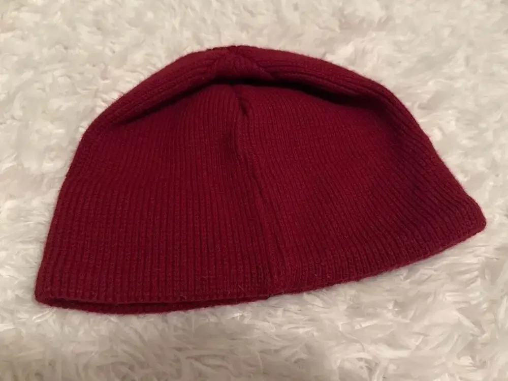 The North Face Ribbed‎ Jim Beanie Hat with Fleece Earband Burgundy